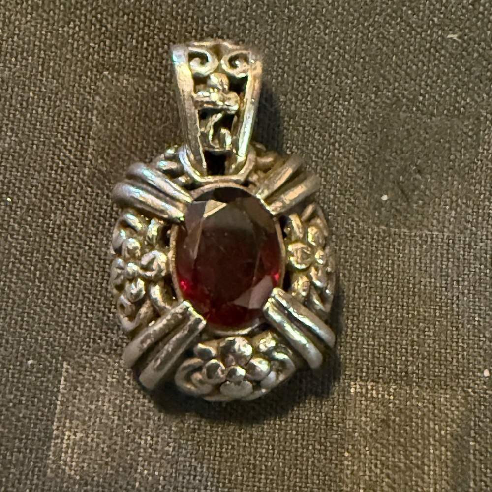 Elegant Sterling Silver and Ruby Pendant